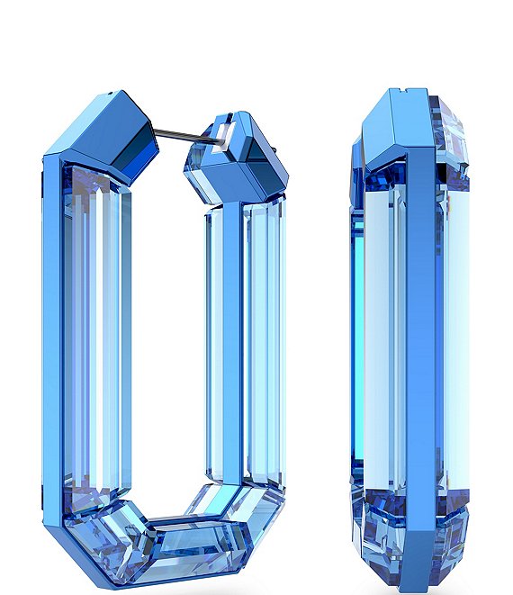 Color:Aqua - Image 1 - Lucent Crystal Hoop Earrings
