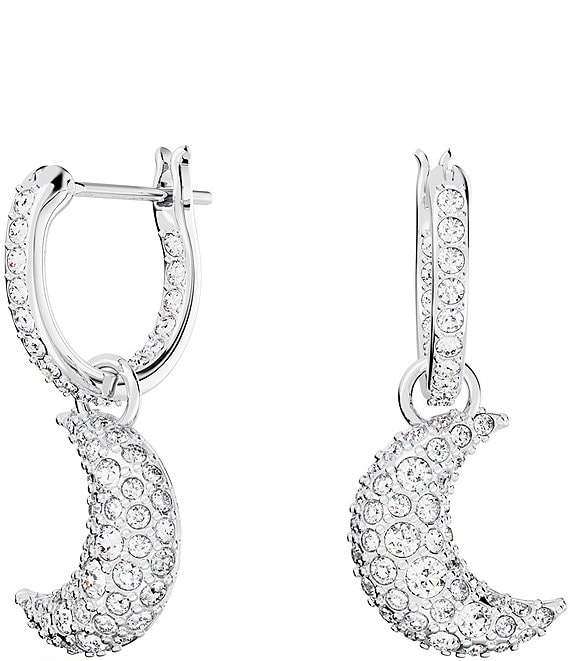 Swarovski Luna Moon Crystal Huggie Hoop Drop Earrings | Dillard's