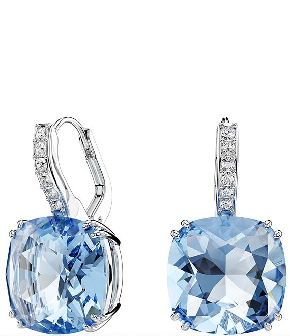 Swarovski Millenia Blue Cushion Cut Drop Earrings
