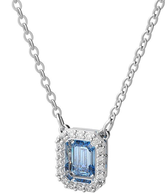 Color:Blue - Image 1 - Millenia Short Silver Crystal Pendant Necklace