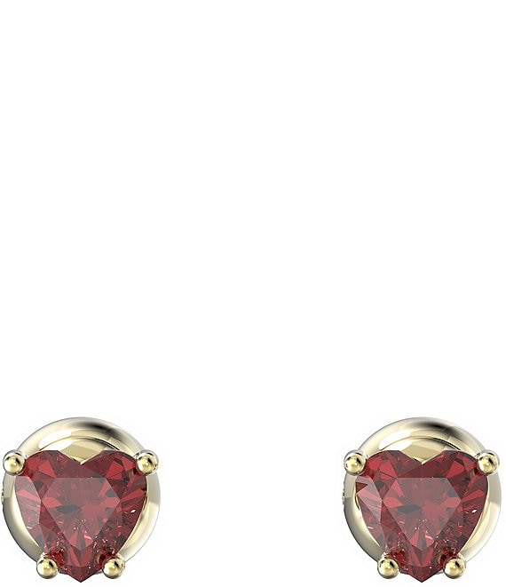 Color:Gold - Image 1 - Stilla Red Heart Cushion Cut Stud Earrings