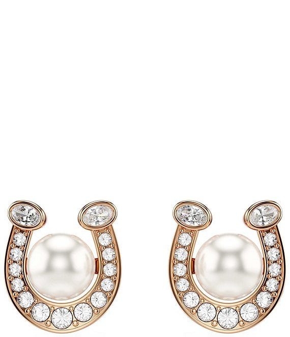 Swarovski Symbolica Crystal Pearl Horseshoe Stud Earrings