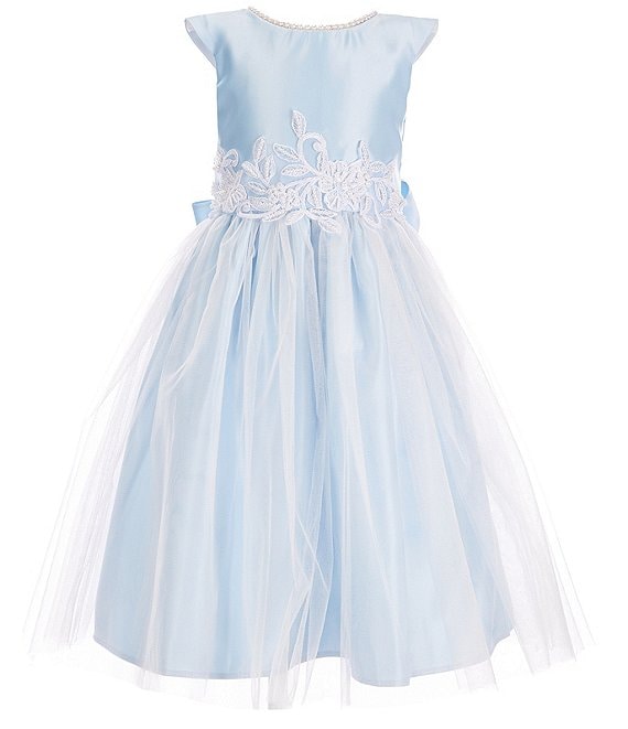 Sweet Kids Big Girls 7-16 Faux-Pearl Satin/Tulle Fit-And-Flare Dress ...