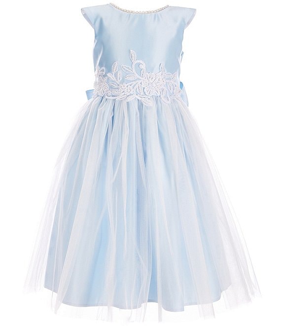 Sweet Kids Little Girls 2-6 Faux-Pearl Satin/Tulle Fit-And-Flare Dress ...
