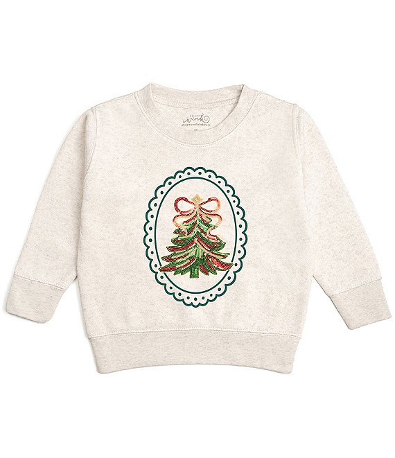 Sweet Wink Little Girls Christmas Tree Patch Fleece Sweatshirt