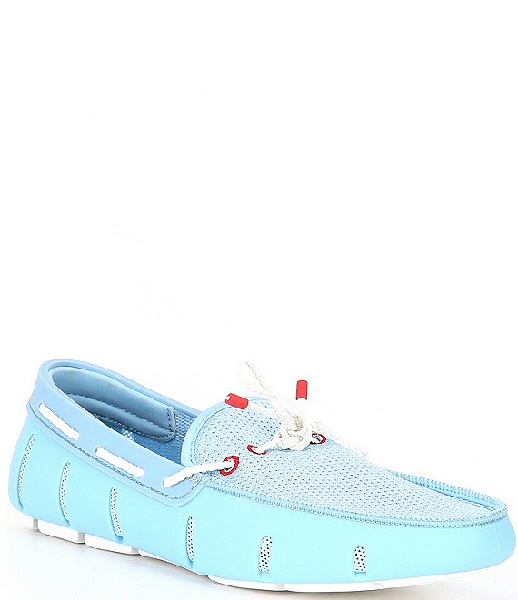 Color:Spray Blue - Image 1 - Men's Braided Lace Washable Boat Loafers