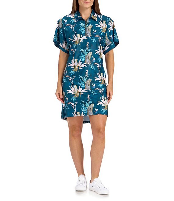 Color:Safari Print - Image 1 - Safari Collection Nala Short Sleeve Shirt Dress
