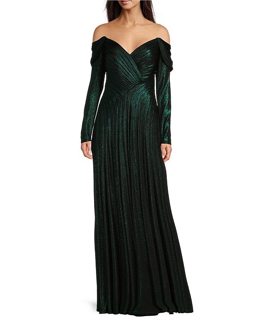 Tadashi Shoji Metallic Jersey Off The Shoulder Sweetheart