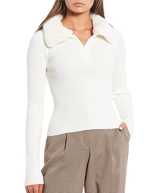 Takara Half Zip Faux Fur Collared Sweater