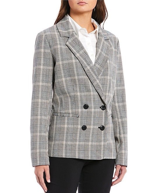 Takara Notch Collar Long Sleeve Plaid Blazer Jacket | Dillard's