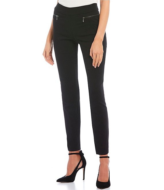 Color:Black - Image 1 - Pull On Millennium Coordinating Zipper Dress Pants