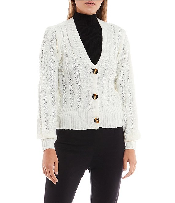 Takara V-Neck Front Button Up Cable Cardigan
