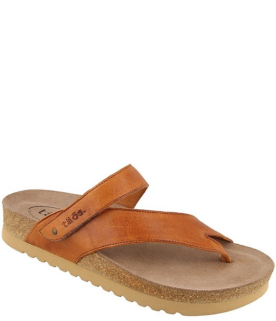 Color:Cognac Leather - Image 1 - Lola Banded Leather Thong Sandals
