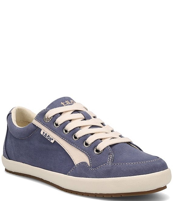 Color:Indigo/Beige Distressed - Image 1 - Shooting Star Canvas Sneakers