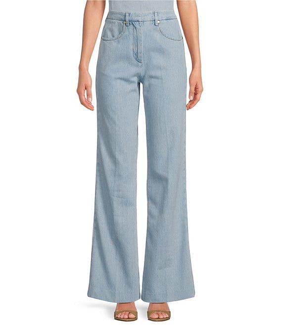 Tara Jarmon Jerome Pocketed Full Length Mid Rise Wide-Leg Jeans | Dillard's