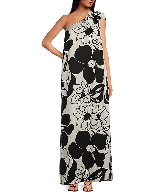 Tara Jarmon Rekia Woven Floral Print Asymmetrical One Shoulder With ...