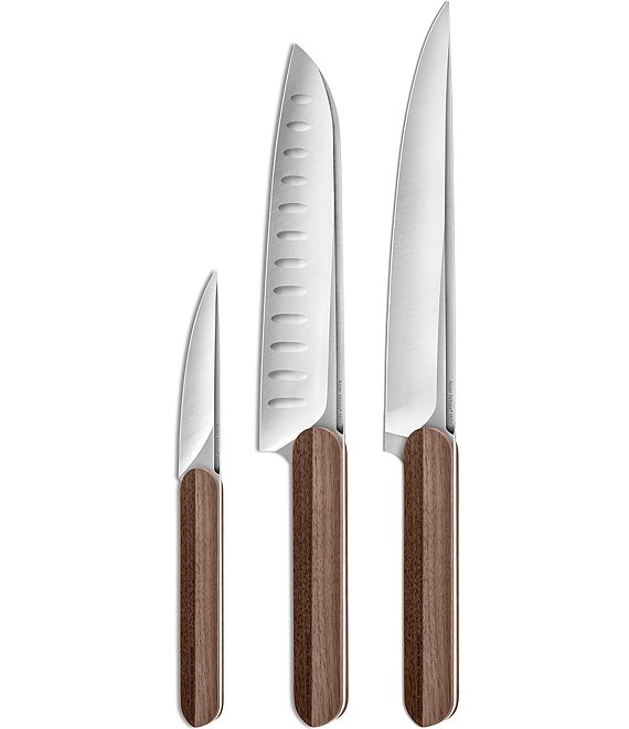 Color:Brown - Image 1 - Louis Series Nitrox® Steel 3-Piece Kitchen Knife Set