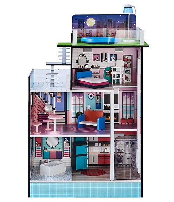 Color:Turquoise/Black - Image 1 - Dreamland Barcelona Dollhouse & 10 Accessories Set