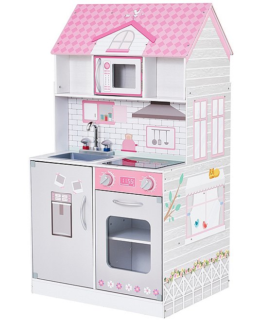 Color:Pink - Image 1 - Wonderland Ariel 2-In-1 Dollhouse & Play Kitchen