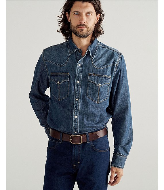 Men's Denim Long Sleeve Pearl Snap | Dillard's
