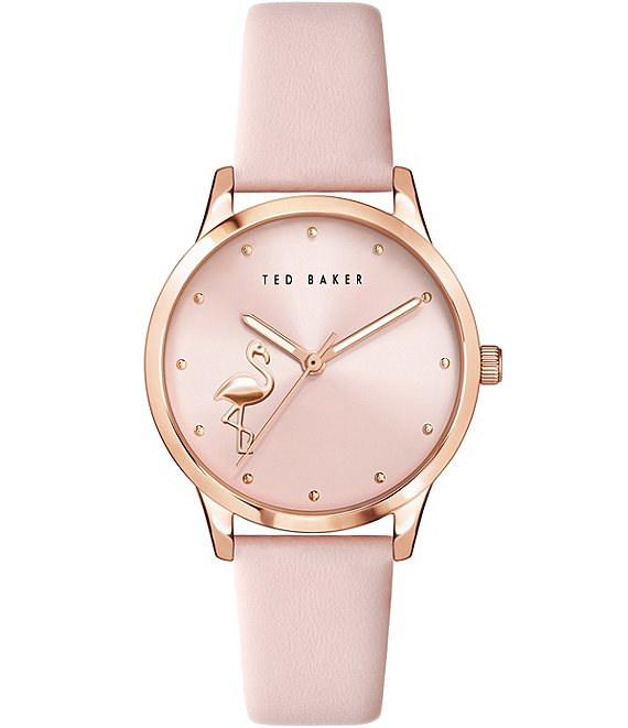 Color:Pink - Image 1 - Fitzrovia Flamingo Dial Pink Leather Strap Watch