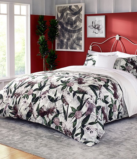 Color:Cream/Multi - Image 1 - Kingfish Botanical Sateen Comforter Mini Set