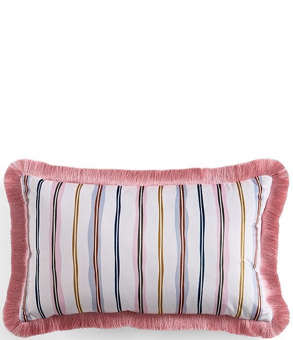 Ted Baker London Scallop Stripe Velvet Fringe Decorative Accent Pillow