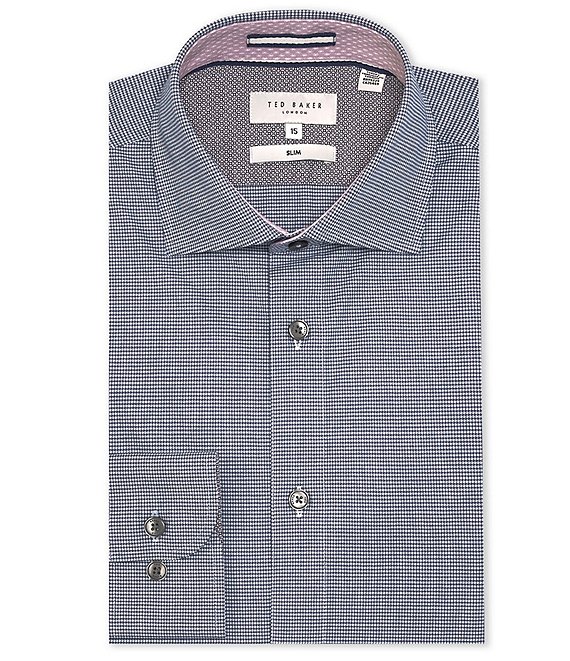 Ted Baker London Stretch Slim-Fit Spread Collar Micro-Check Dress Shirt ...