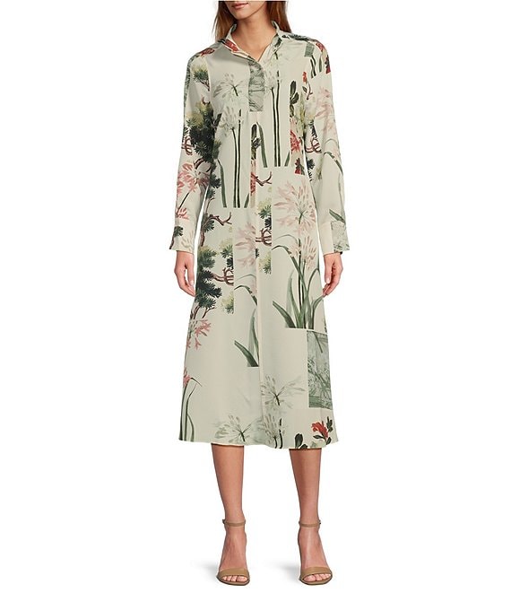 Ted Baker London Tayla Floral Print Stand Collar Long Sleeve Midi Dress ...