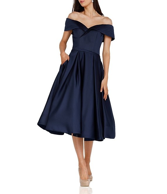 Terani Couture Off-the-Shoulder Short Sleeve A-Line Dress | Dillard's