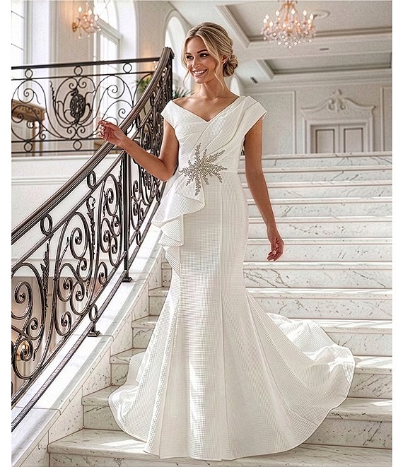 terani couture mermaid dress Terani Couture Mermaid Gown with Floral Appliqus Mydressline