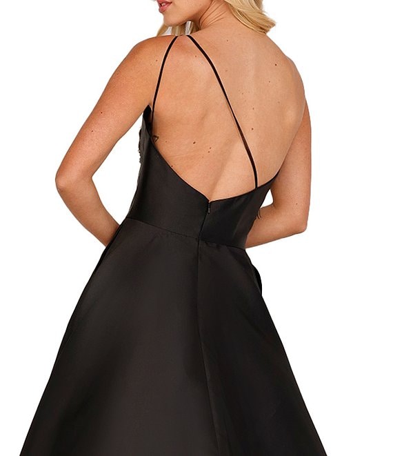Terani Couture Sleeveless One Shoulder Beaded Strap Back Detail