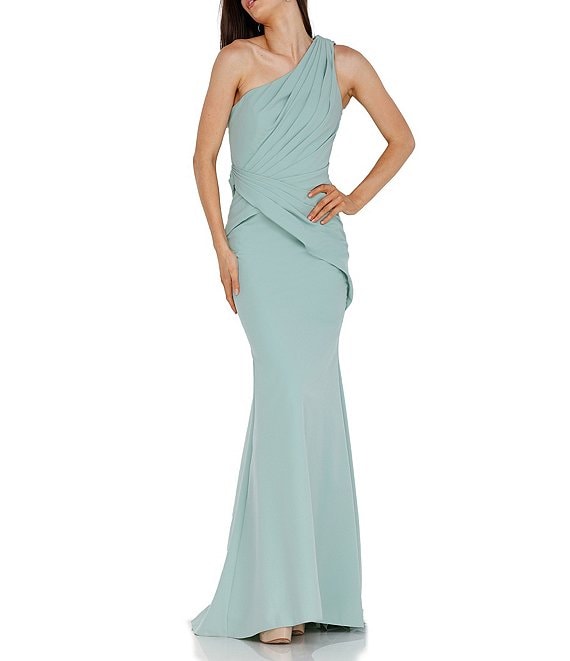 Terani Couture Pleated One Shoulder Sleeveless Mermaid Gown | Dillard's
