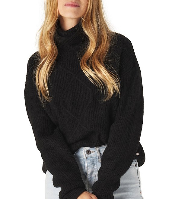 Color:Black - Image 1 - Monterosa Long Sleeve Mock Neck Sweater