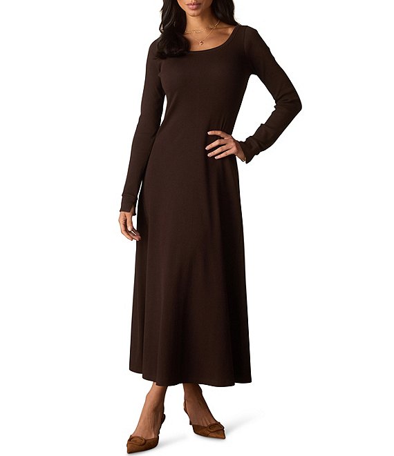 The Normal Brand Normal Soft Stretch Rib Long Sleeve A-Line Dress