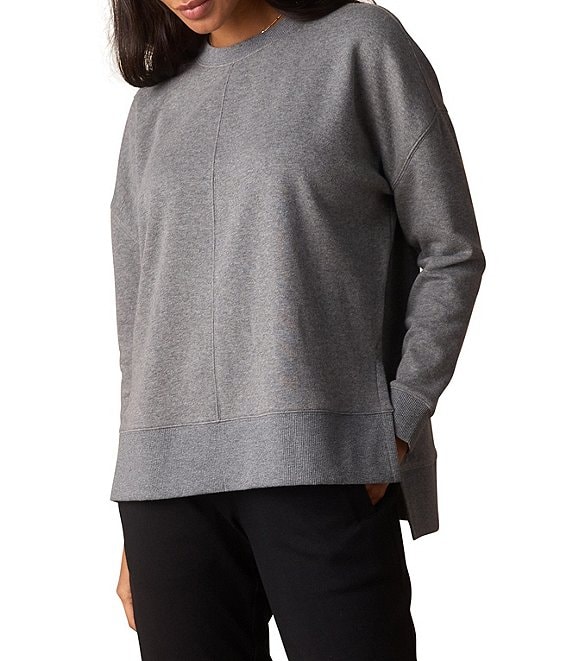 The Normal Brand Puremeso Fleece Crew Neck Side Split Side Hem Pullover