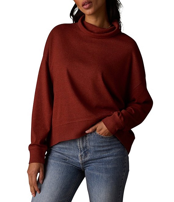 The Normal Brand Puremeso Funnel Neck Long Sleeve Pullover, Terracotta - Image 1