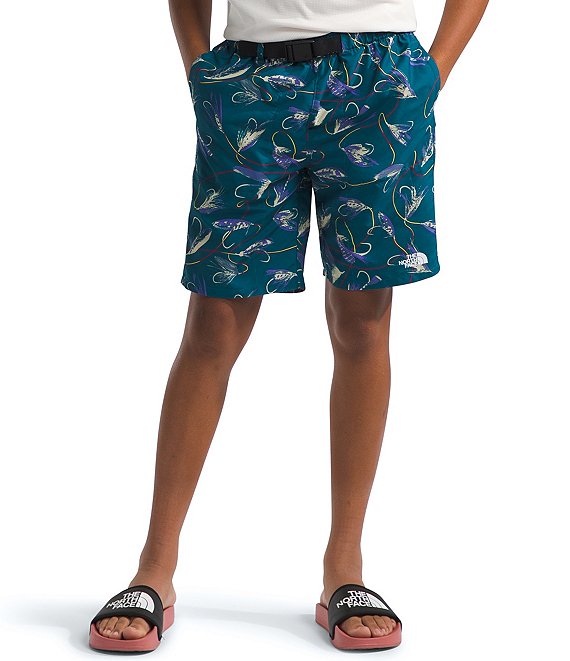 The North Face Kids' Amphibious Print Belted Shorts Blue Moss Gone Fishing Print