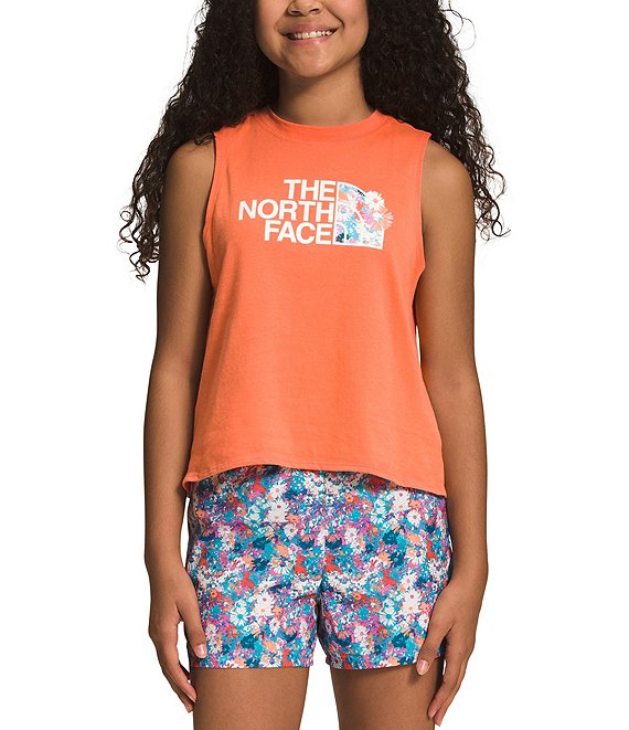 The North Face Little/Big Girls 5-18 Logo/Floral-Icon Sleeveless Slit-Back Tank Top