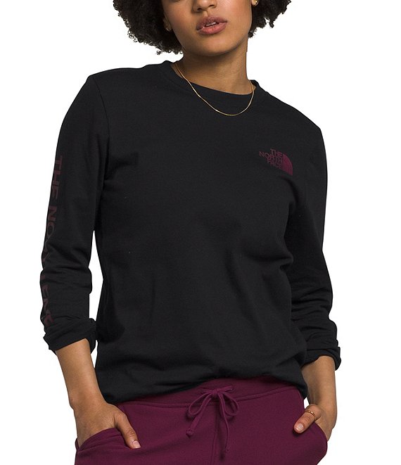 Color:TNF Black/Boysenberry - Image 1 - Long Sleeve Hit Graphic Tee