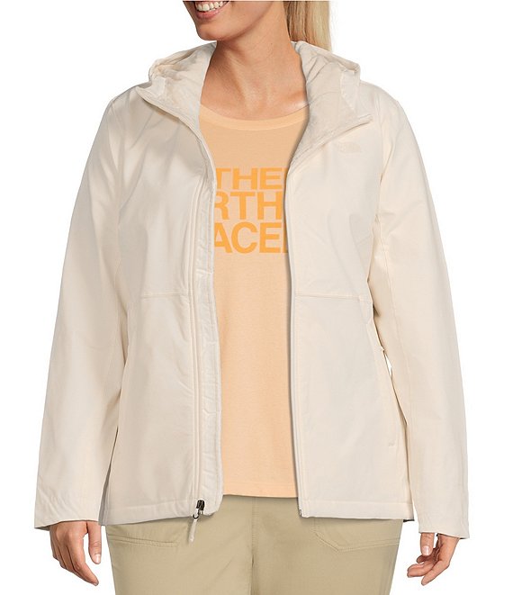 Color:Gardenia White - Image 1 - Plus Size Shelbe Long Sleeve WindWall™ Water Repellent Raschel Hooded Jacket