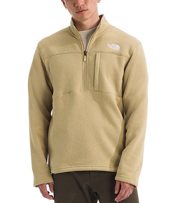 The North Face Quarter-Zip Gordon Lyons Knit Pullover, Khaki Stone Heather - Image 1