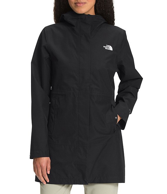 Color:TNF Black - Image 1 - Woodmont Waterproof Stand Collar Hooded Rain Parka
