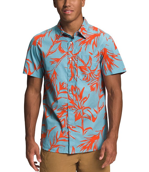 The North Face Short Sleeve Baytrail Pattern Shirt - Men's Reef Waters Tropical Paintbrush Print, S