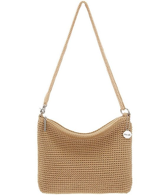 Color:Bamboo - Image 1 - Crochet Crossbody Bag