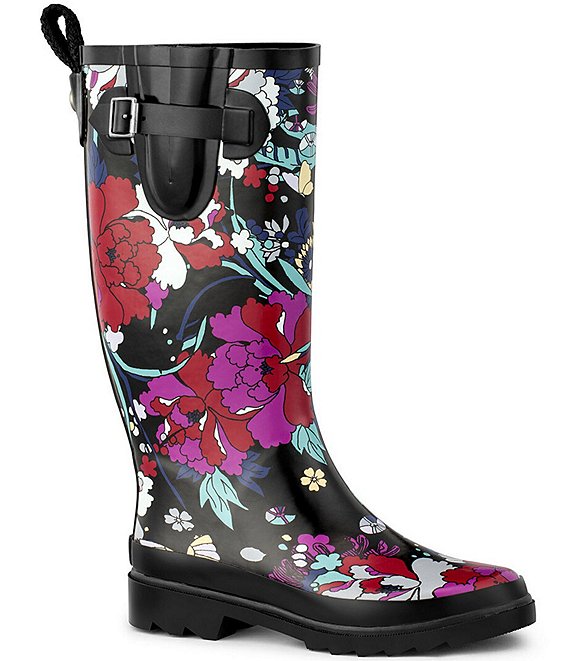 Color:Black Flower Power - Image 1 - Rhythm Rain Boots
