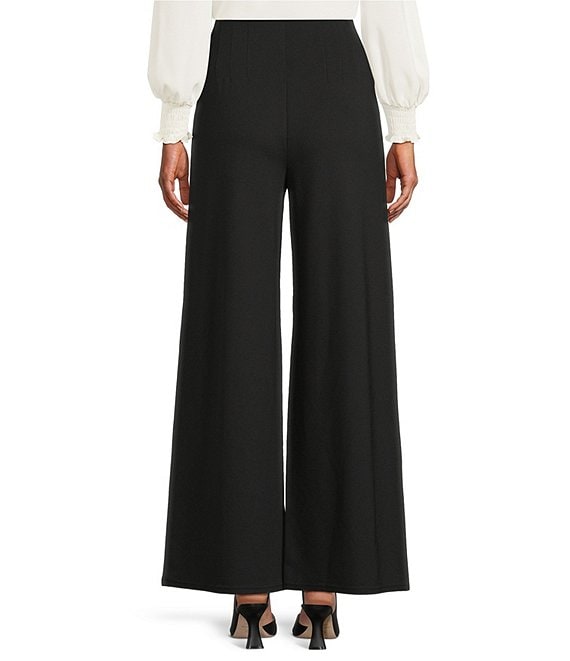 ponte knit dress pants Slim Factor by Investments Lightweight No Waist Wide Leg Crop Pants, Womens, L, Black Participating