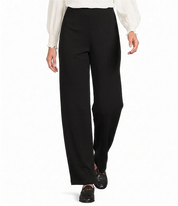 the Slim Factor fit Stretch Lightweight Ponte Knit No Waist Barrel Leg Pants