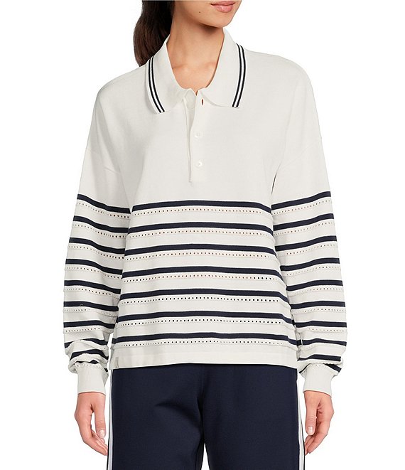 The Upside Wonder Knit Stripe Eyelet Dot Point Collar Long