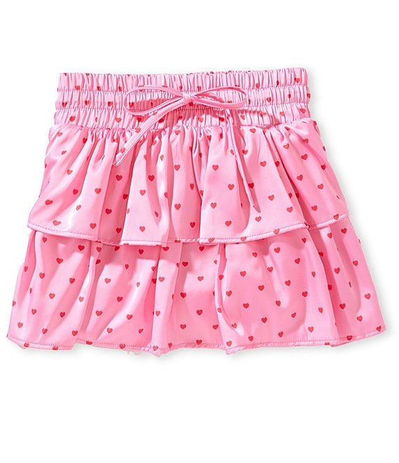 Theme NYC Big Girls Willow Pink Hearts Satin Skort
